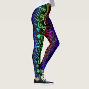 Colorful Neon Abstracte Doodles Leggings