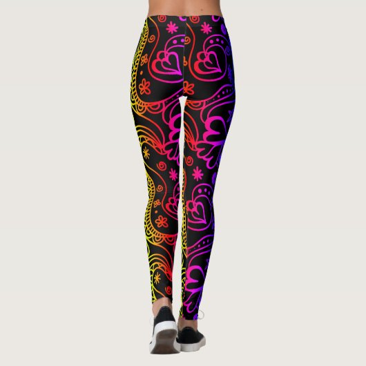 Colorful Neon Abstracte Doodles Leggings (Achterkant)
