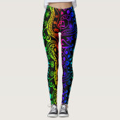 Colorful Neon Abstracte Doodles Leggings (Voorkant)
