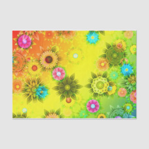Colorful Neon Abstracte Modern Flowers Tissuepapier