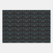 Colorful Neon, Abstracte Rozen op zwarte achtergro Inpakpapier Vel (Voorkant 2)