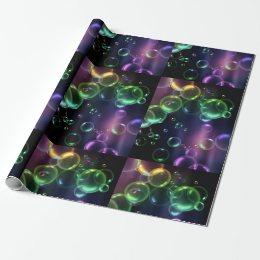 Colorful Neon Bubbles Cadeaupapier (Uitgerold)