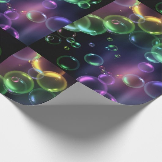Colorful Neon Bubbles Cadeaupapier (Hoek)
