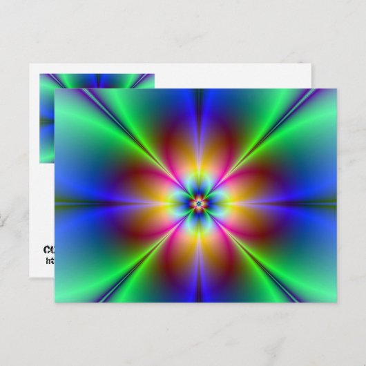 Colorful Neon Daisy Briefkaart (Voorkant / Achterkant)