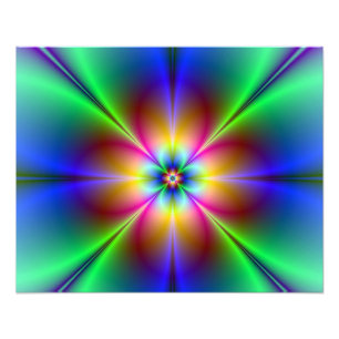 Colorful Neon Daisy Foto afdrukken