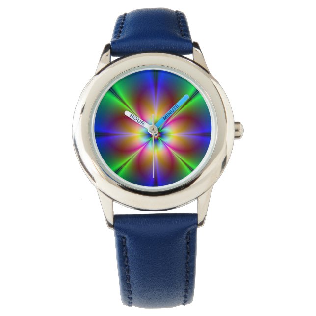 Colorful Neon Daisy Horloge (Voorkant)