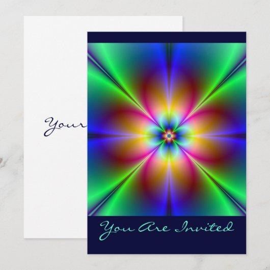 Colorful Neon Daisy Kaart (Voorkant / Achterkant)