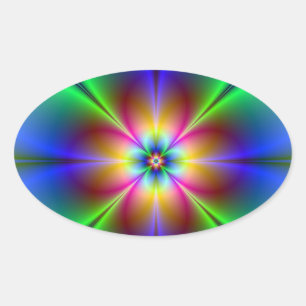 Colorful Neon Daisy Ovale Sticker
