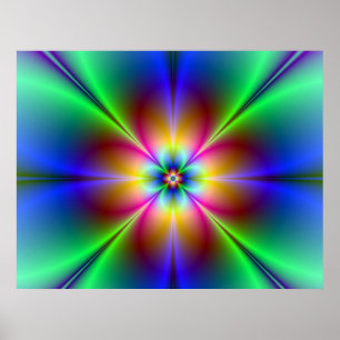 Colorful Neon Daisy Poster