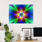 Colorful Neon Daisy Poster (Thuiskantoor)