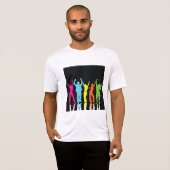 Colorful Neon Dancing Silhouettes Retro Party T-shirt (Voorkant volledig)