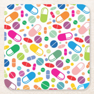 Colorful Neon Drug Patroon Kartonnen Onderzetters