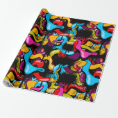 Colorful Neon Graffiti Hip Hop Street Art Cadeaupapier (Uitgerold)