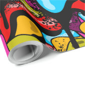 Colorful Neon Graffiti Hip Hop Street Art Cadeaupapier (Rol Hoek)