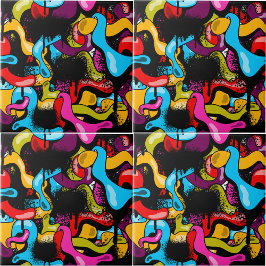 Colorful Neon Graffiti Hip Hop Street Art Tegeltje