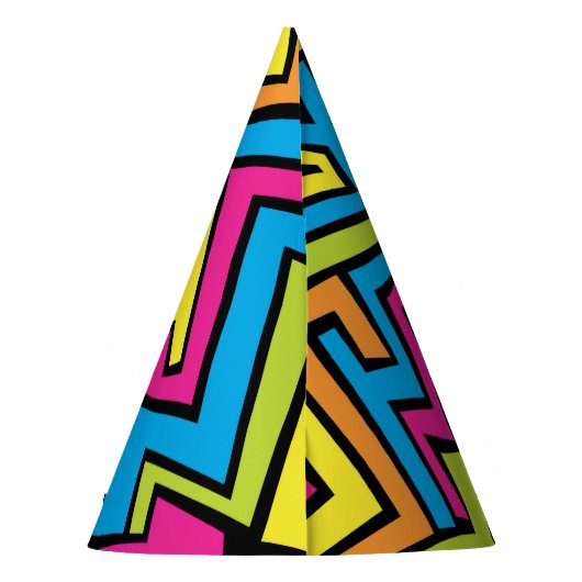 Colorful Neon Graffiti Street Art Patroon Feesthoedjes (Achterkant)