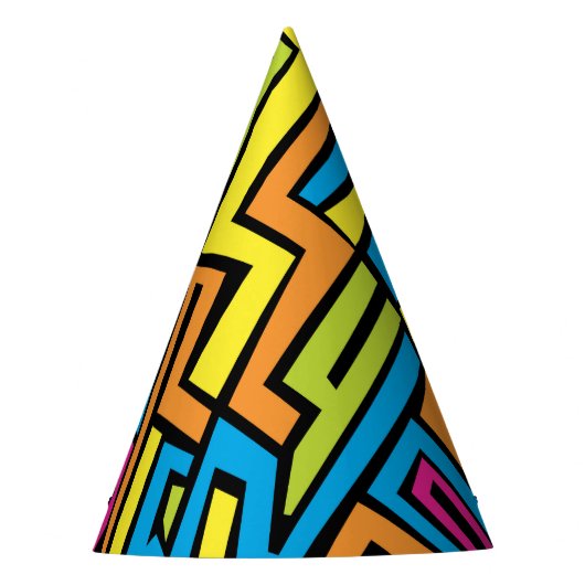 Colorful Neon Graffiti Street Art Patroon Feesthoedjes (Voorkant)