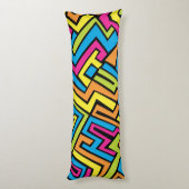 Colorful Neon Graffiti Street Art Patroon Lichaamskussen (Achterkant (Verticaal))