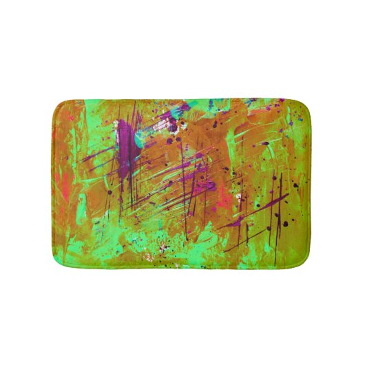 Colorful Neon Green Abstract Splatter Paint Badmat (Voorkant)