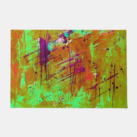 Colorful Neon Green Abstract Splatter Paint Deurmat (Voorkant)