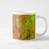 Colorful Neon Green Abstract Splatter Paint Grote Koffiekop (Rechts)