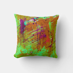 Colorful Neon Green Abstract Splatter Paint Kussen