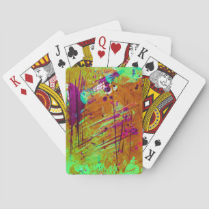 Colorful Neon Green Abstract Splatter Paint Pokerkaarten
