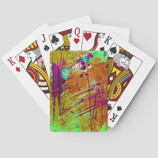 Colorful Neon Green Abstract Splatter Paint Pokerkaarten (Achterkant)