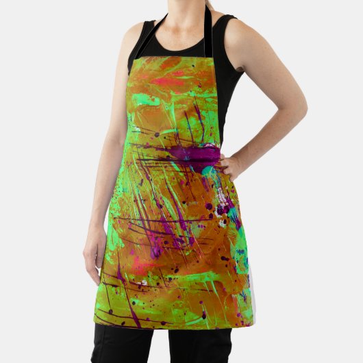Colorful Neon Green Abstract Splatter Paint Schort (Insitu)