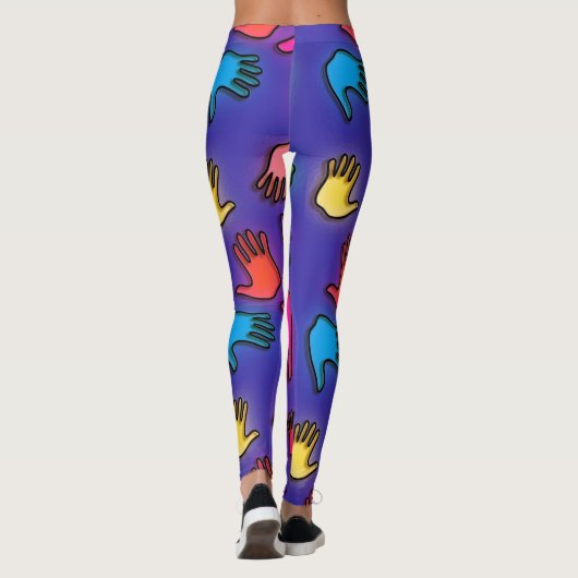 Colorful Neon Hands Leggings (Achterkant)