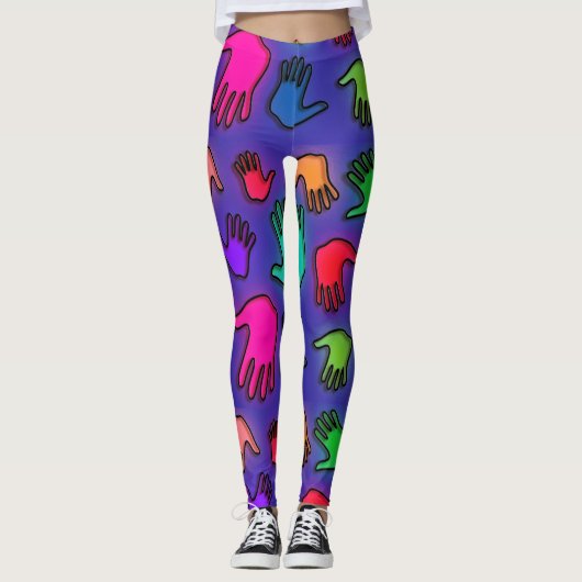 Colorful Neon Hands Leggings (Voorkant)