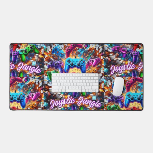 Colorful Neon Joysticks Pattern Bureaumat (Keyboard & Muis)