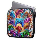 Colorful Neon Joysticks Pattern Laptop Sleeve (Voorkant Links)