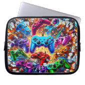 Colorful Neon Joysticks Pattern Laptop Sleeve (Voorkant)