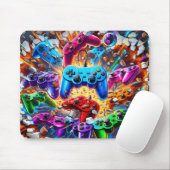 Colorful Neon Joysticks Pattern Muismat (Met muis)