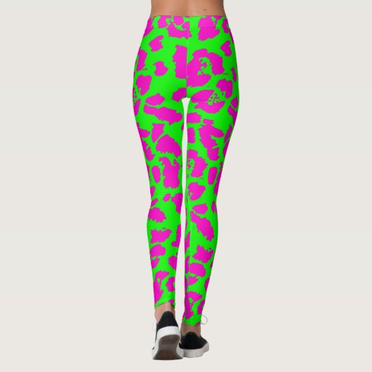 Colorful Neon Leopard Print Leggings (Achterkant)