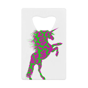 Colorful Neon Leopard Print Unicorn Creditkaart Flessenopener