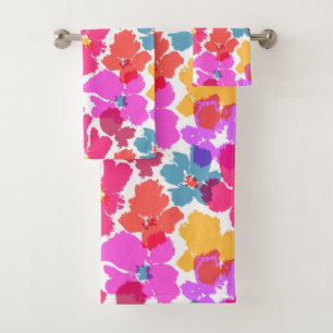 Colorful Neon Modern Flower Pattern Bad Handdoek