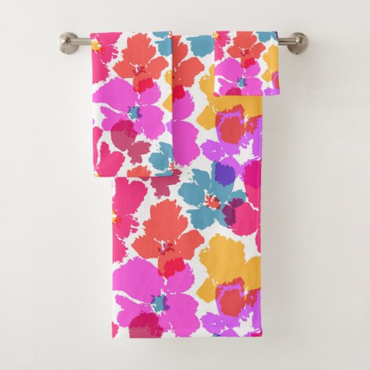 Colorful Neon Modern Flower Pattern Bad Handdoek (Insitu)