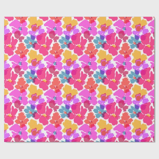 Colorful Neon Modern Flower Pattern Cadeaupapier (Vlak)