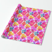 Colorful Neon Modern Flower Pattern Cadeaupapier (Uitgerold)