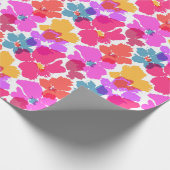 Colorful Neon Modern Flower Pattern Cadeaupapier (Hoek)
