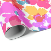 Colorful Neon Modern Flower Pattern Cadeaupapier (Rol Hoek)
