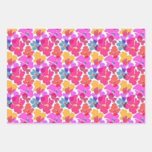 Colorful Neon Modern Flower Pattern Inpakpapier Vel (Voorkant 2)