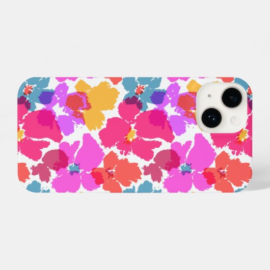 Colorful Neon Modern Flower Pattern iPhone Hoesje (Achterkant horizontaal)