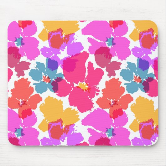 Colorful Neon Modern Flower Pattern Muismat (Voorkant)