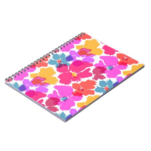 Colorful Neon Modern Flower Pattern Notitieboek (Linkerzijde)