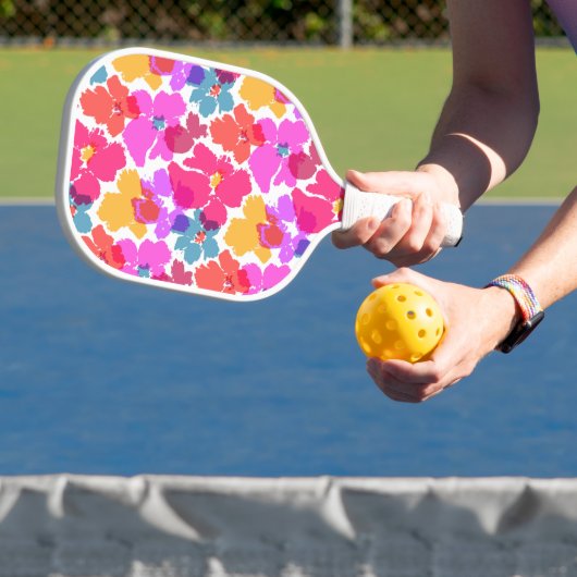 Colorful Neon Modern Flower Pattern Pickleball Paddle (Insitu)