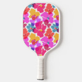 Colorful Neon Modern Flower Pattern Pickleball Paddle (Achterkant)