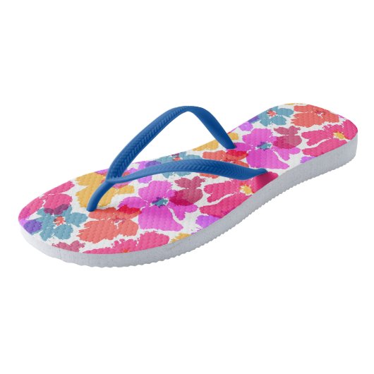 Colorful Neon Modern Flower Pattern Teenslippers (Schuin)